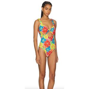 NEW Beach Riot Tyler One Piece Swimsuit Neon Blooms Waffle Floral $168 [jb]
